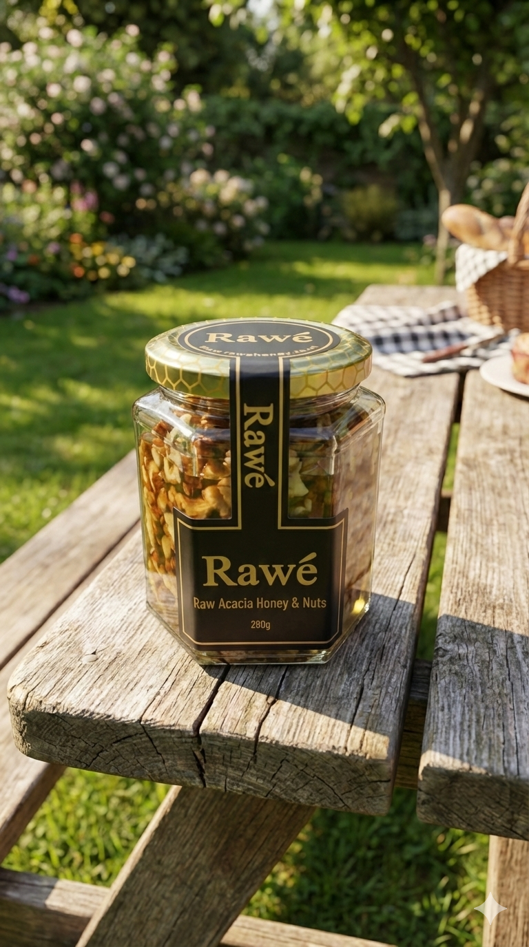Rawé Pure Raw Acacia Honey with Whole Nuts -